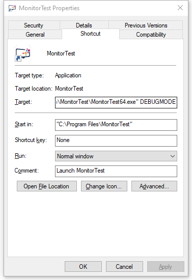 MonitorTest Debugmode