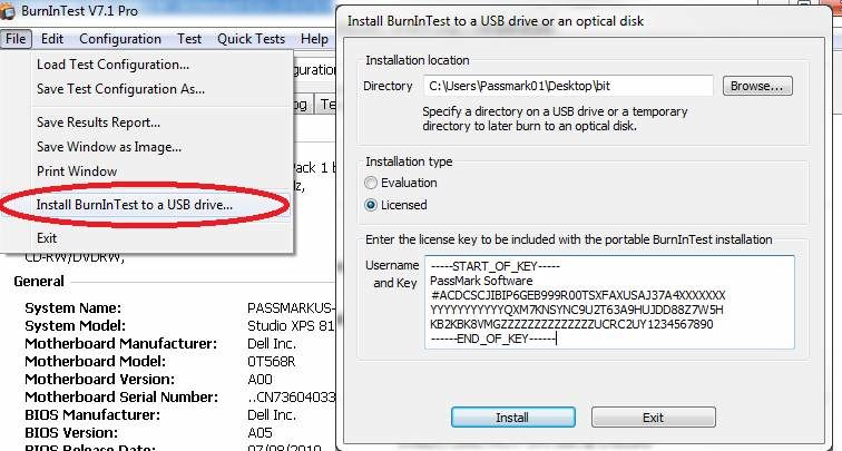 BurnInTest Install to USB