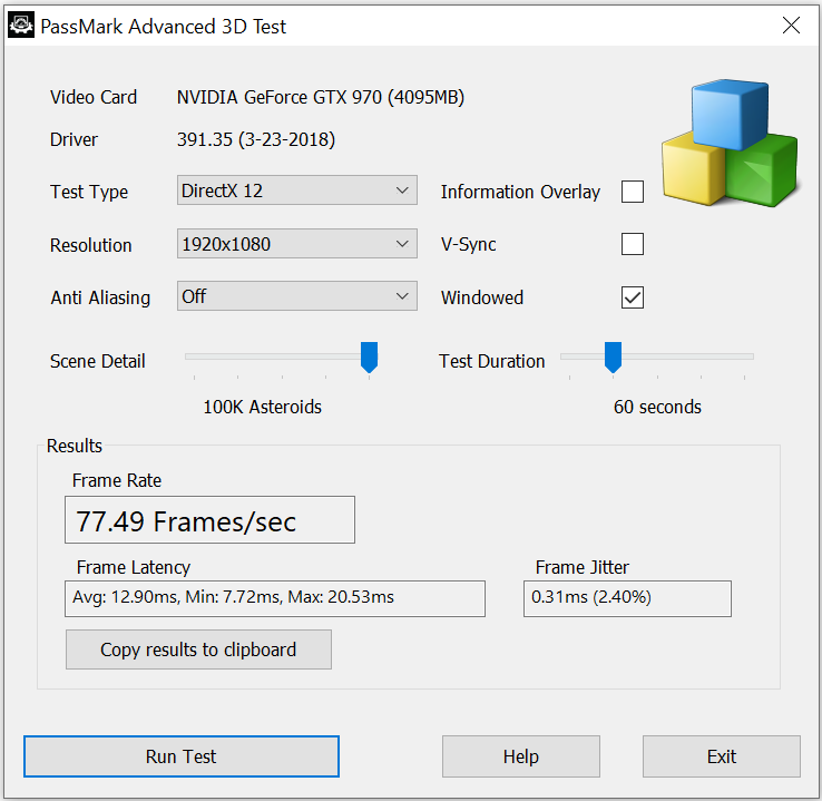 3D Video card speed test