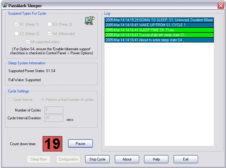 PassMark Sleeper screenshot